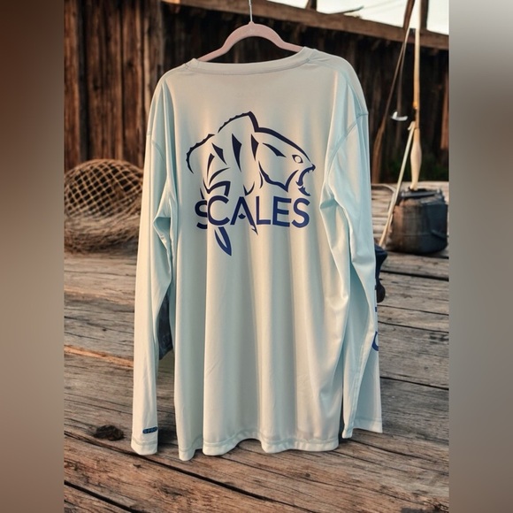 Scales Long Sleeve Crew Neck Performance Fishing Shirt. Size 2XL. - Picture 2 of 7